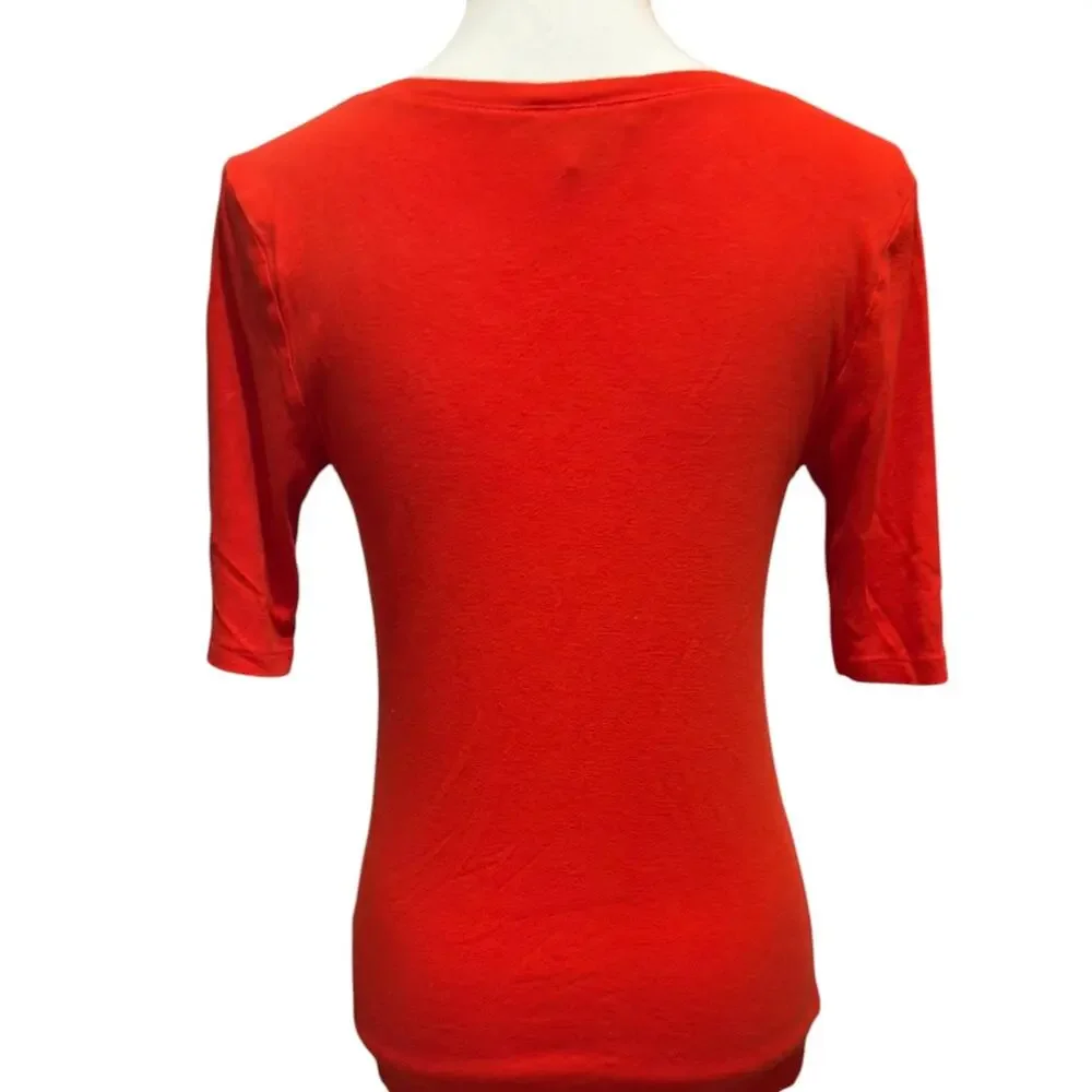 Ralph Lauren Orange Basic V-Neck Short Sleeve T-Shirt Pony Logo Large - Picture 2 of 10